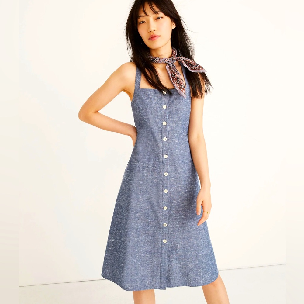MADEWELL Chambray Button-Front Midi Dress, Size 00
